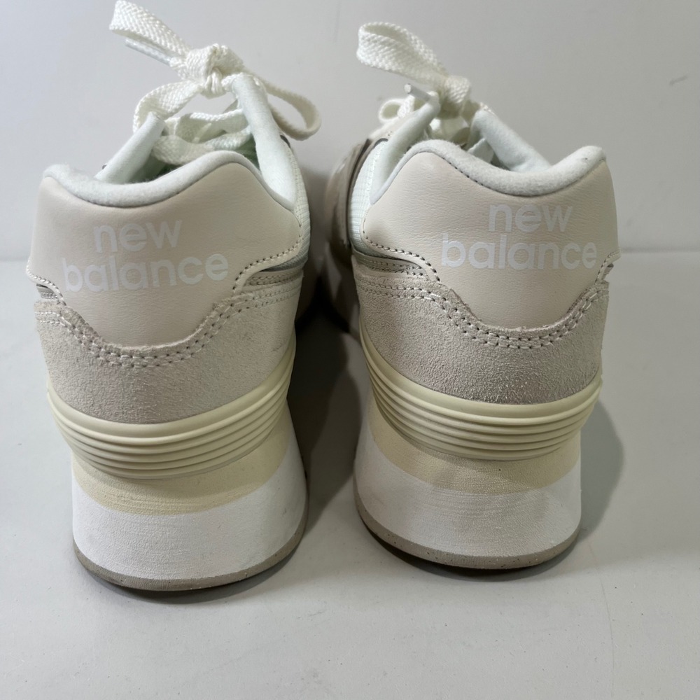 New Balance 574+ Platform Sneakers Women Size 8 WL574ZSO Cream Suede Mesh Chunky - Picture 4 of 7
